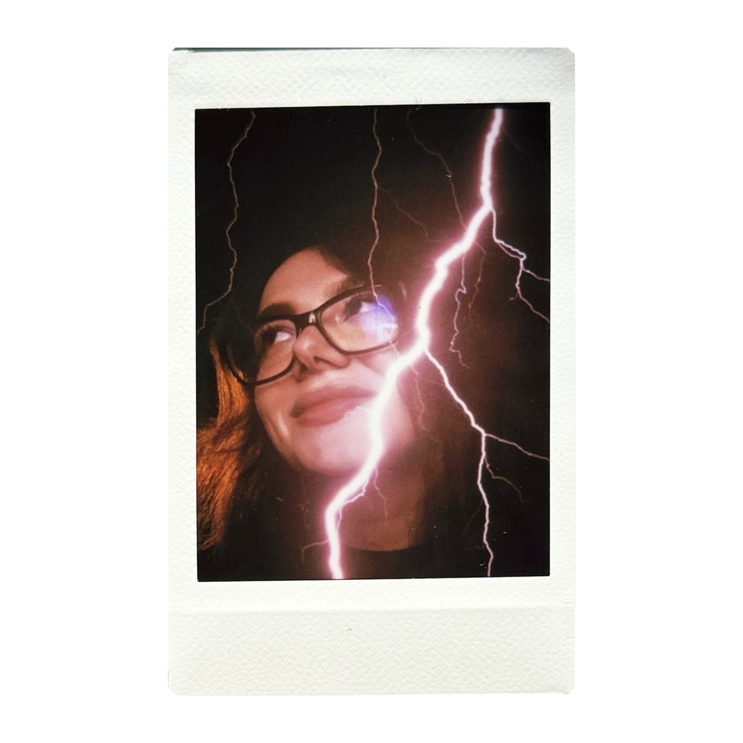 Double exposure instant photo of girl and the lighting made with Jollylook EYE