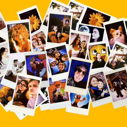 Instant Photos taken with Jollylook EYE on yellow background