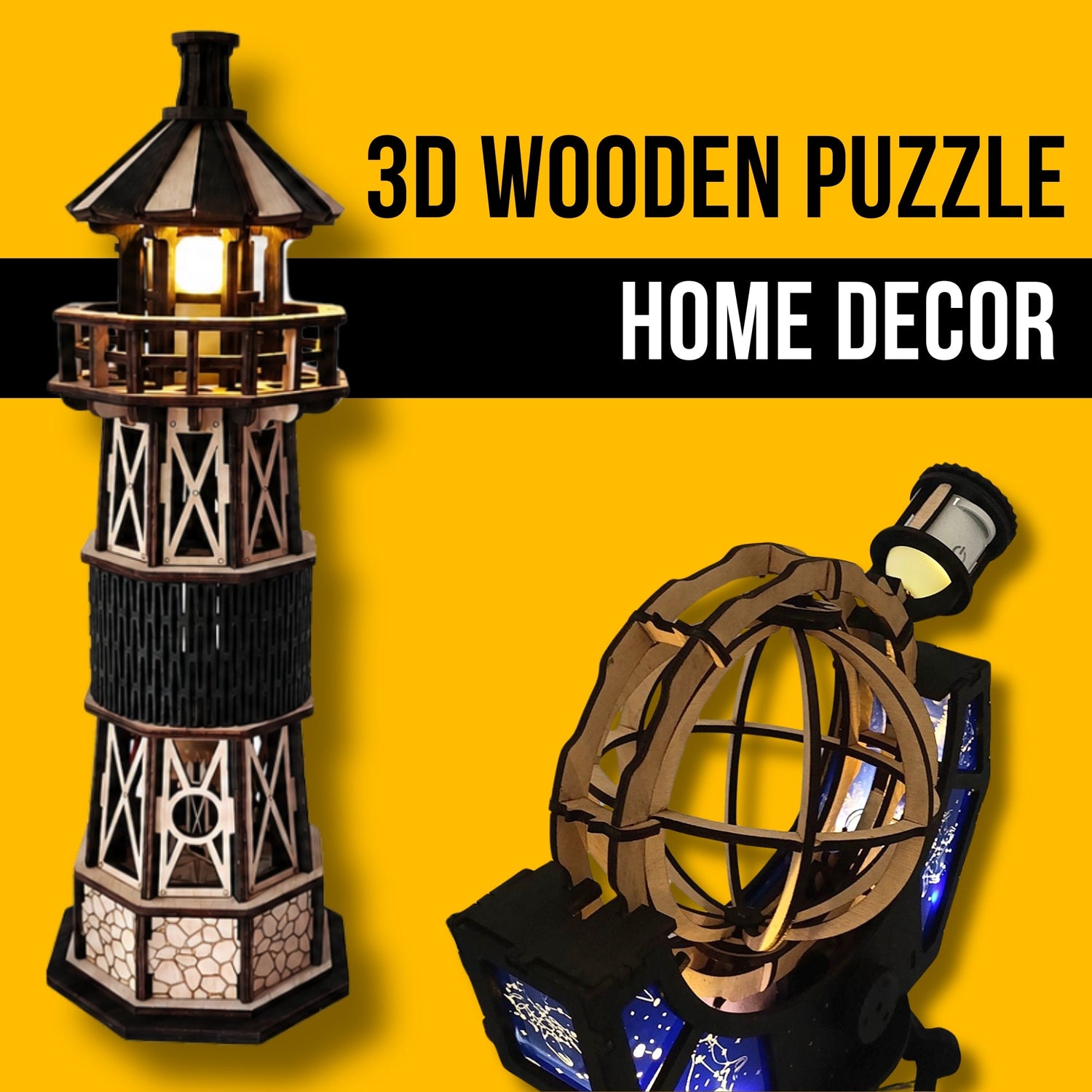 3D Wooden Puzzle for Adults & Home Decor
