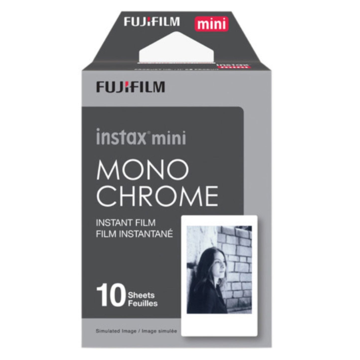 A packs of 10 Fujifilm's Instax Mini instant film featuring classic monochrome film