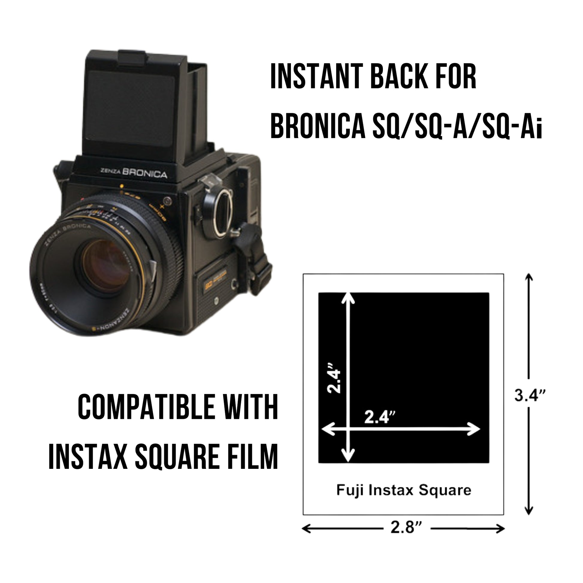 Instant Film Back for Bronica SQ/ SQ-A/ SQ-Ai (Compatible with