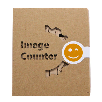 Jollylook Image Counter in Natural Wood Color featuring the Jollylook logo for keeping track of how many images remain in your Instax film cartridge