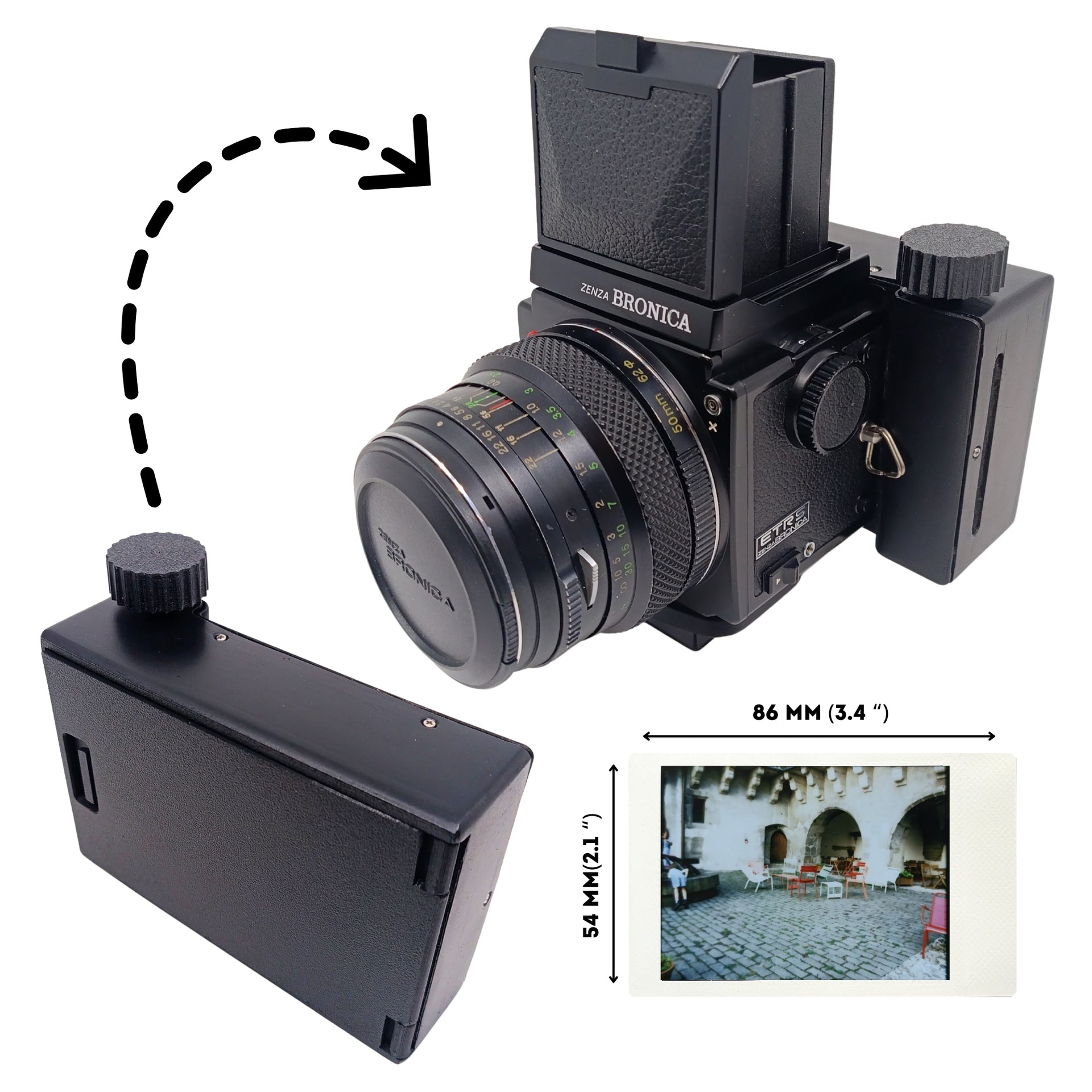Instant Film Back for Bronica ETR/ETRS/ETRSi (Compatible with Instax Mini  Film)