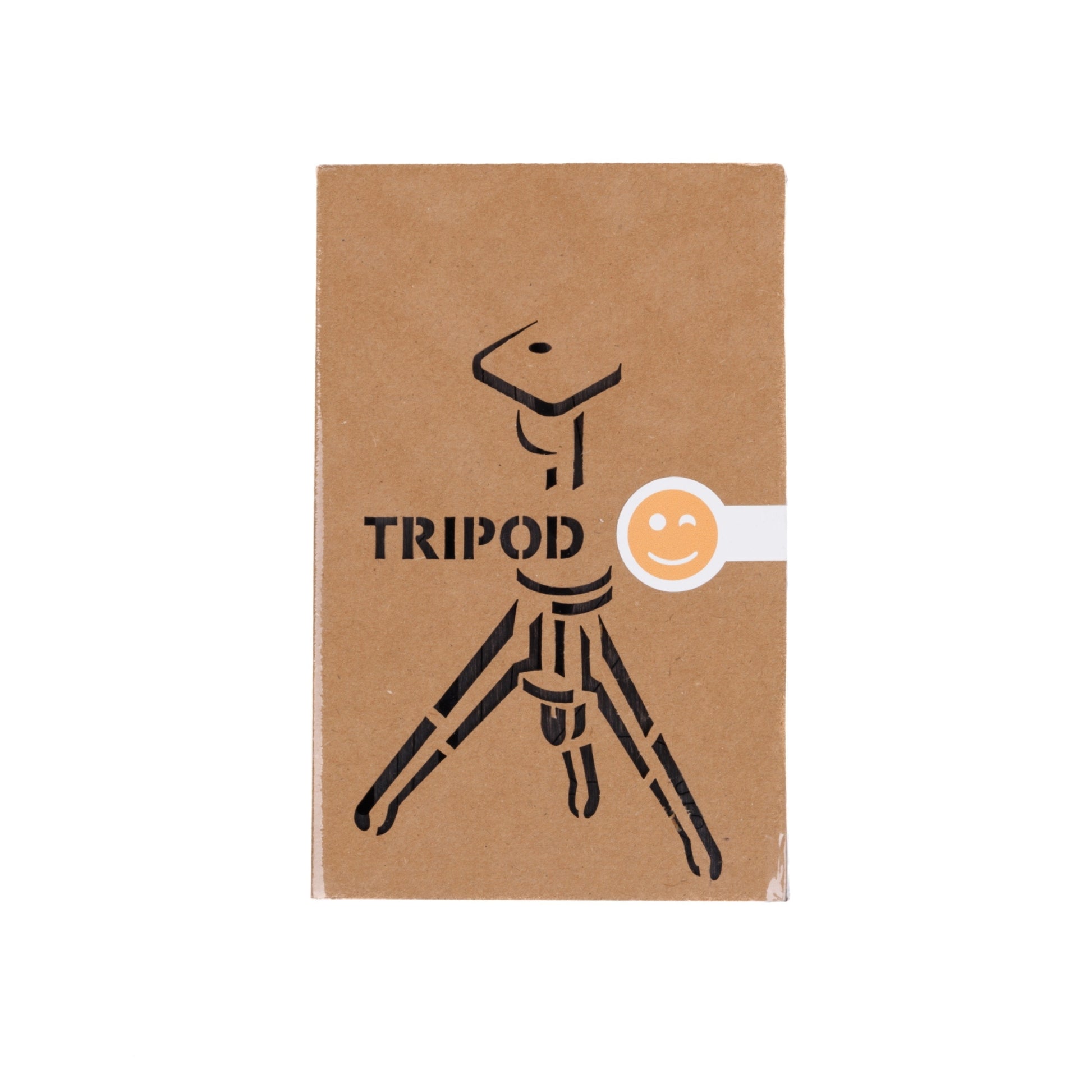 A Decorative DIY Stained Brown plywood tripod kit for self-assembly. Works with any Jollylook instant film camera.