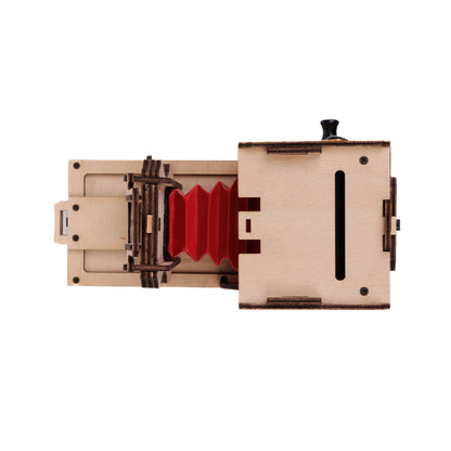 Unfolde Pinhod Pre-assembledle Instant Mini Film Camera in Natural Wood  color against a white background