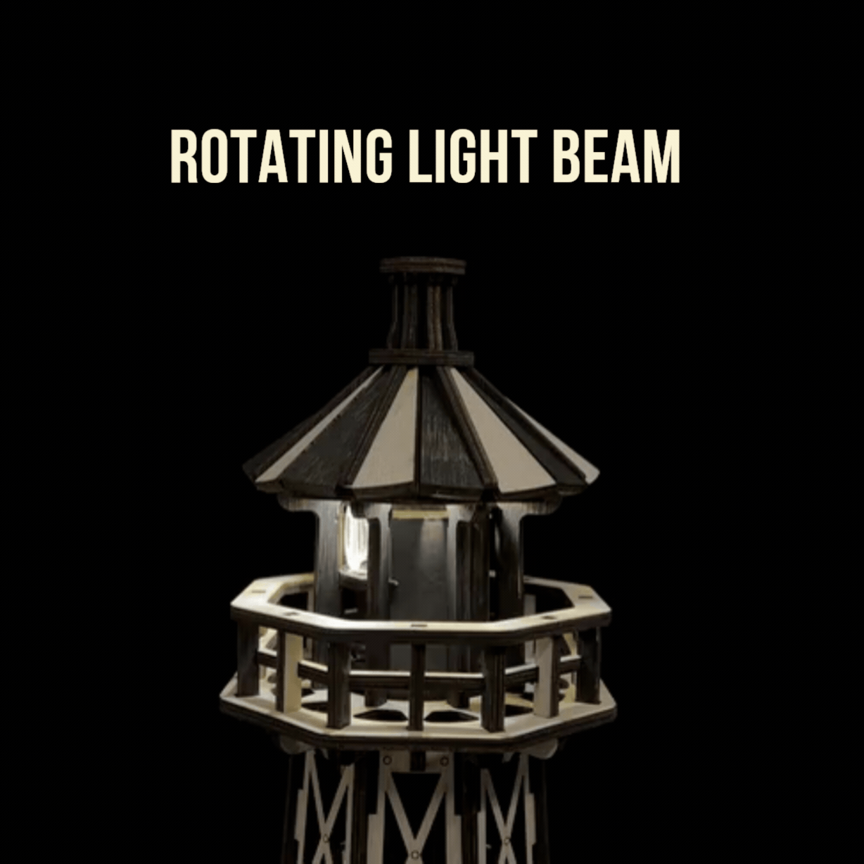 Jollylook Kinetic Lighthouse rotating light beam mechanical hand-crank animation