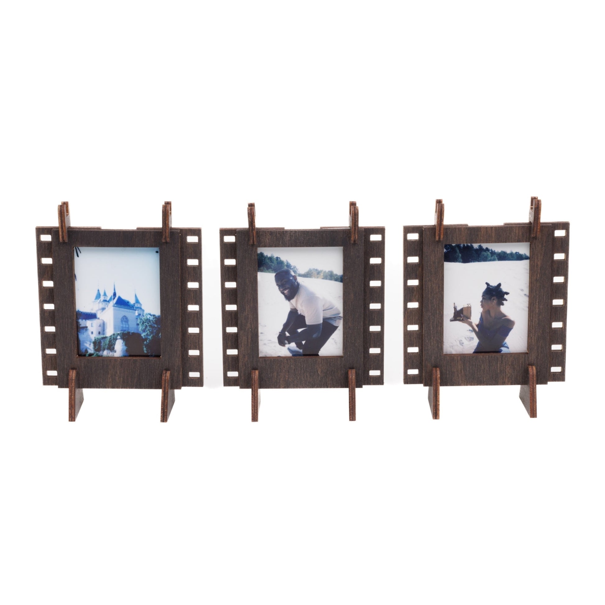 Three "Mini" Photo Frames (Stained Brown) - Jollylook