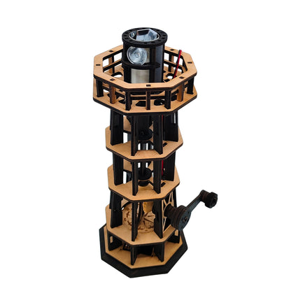 The Kinetic Lighthouse: A Mechanical Model with Real Light