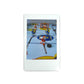 An instant photo taken with a Jollylook Pinhole Mini camera, positioned against a white background. The photo features a table hockey game